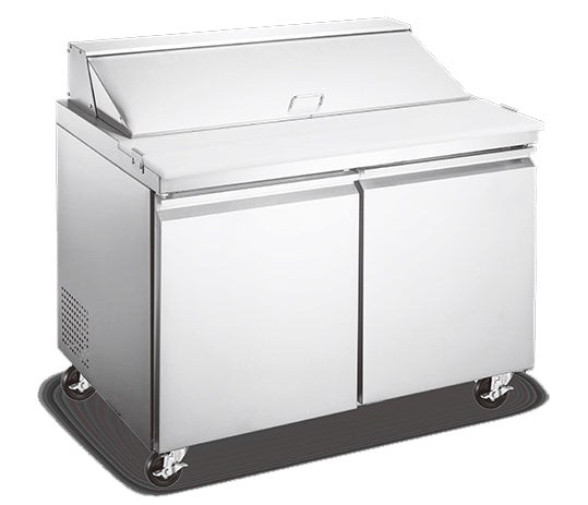 Omcan 59034 9 cu.ft (258 Liter) 36" 2-Door Stainless Steel Aurora Refrigerated Salad/Sandwich Prep Table