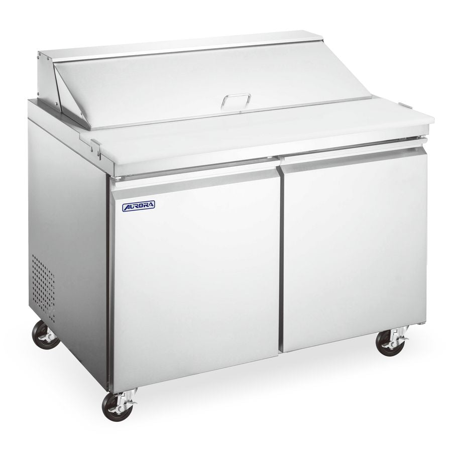 Omcan 59050 9.5 cu.ft 47" 2-Door Aurora Mega Refrigerated Prep Table