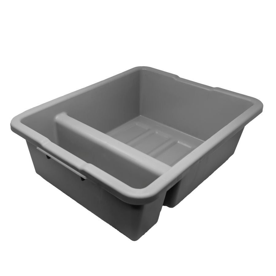 Omcan 81076 21" x 17" x 7" Gray Polypropylene Divided Bus Box / Dish Box