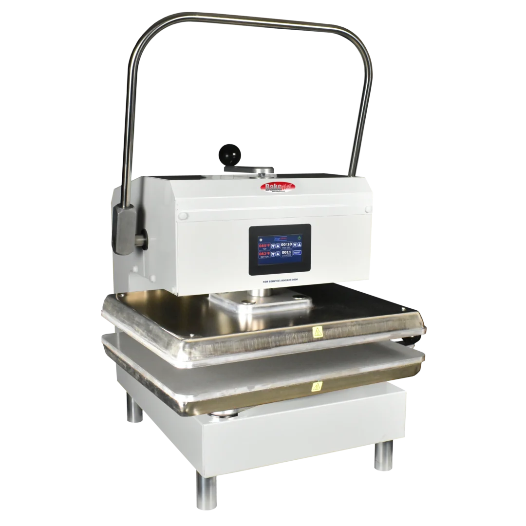 BakeMax BMTXMW 16″ x 20″ Countertop White Powder Coated Manual Dual Heat Tortilla Press