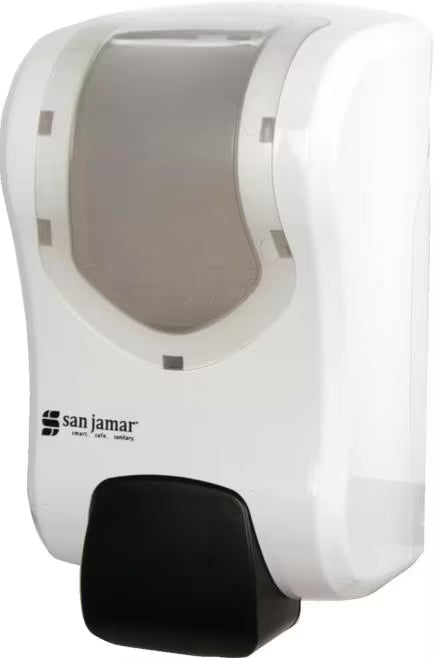 San Jamar S970WHCL 900 mL White/Clear Manual Plastic Summit Rely Soap & Sanitizer Dispenser, Liquid & Lotion