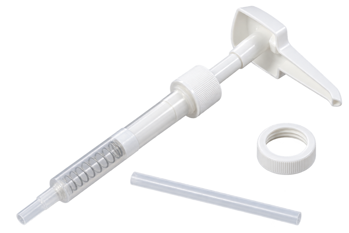 Carlisle 3831038P (38mm) 5" White Polypropylene Pump & Lid Set Dip Tube