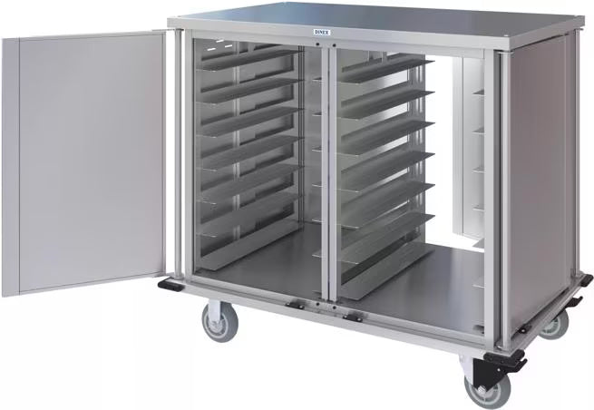 Dinex DXPTQC1T2DX2728 1 Tray Per Slide 20 Trays TQC Cart - 2DR - with Drain - 3SDTR-WRPBMP