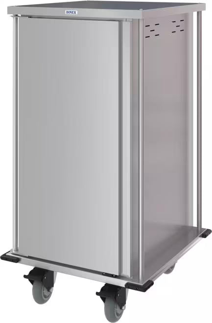 Dinex DXPTQC2T1D18 2 Trays Per Slide 18 Trays Single Door Stainless Steel Totally Quiet Compact Meal Delivery Cart