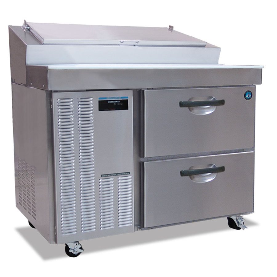 Hoshizaki HPR46A-D One Section Stainless Drawers Raised Rail Prep Table Refrigerator
