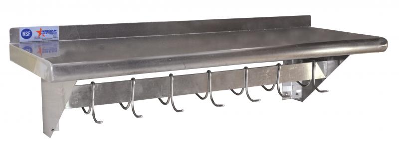 Omcan 31851 441 lbs 12" x 36" Stainless Steel Pot Rack with Shelf