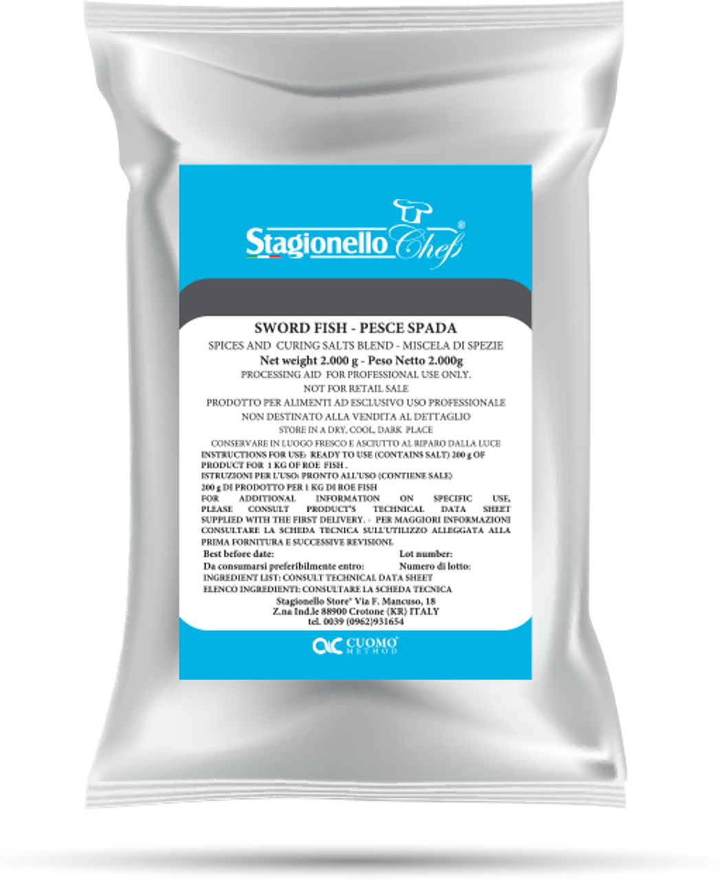 Omcan 47532 2kg/Bag Curing Salts and Spice Blend for Sword Fish