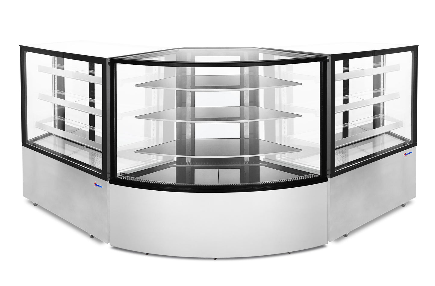 Omcan 47708 12.4 cu.ft (475 L) 59" Glass Floor Refrigerated Corner Display Case