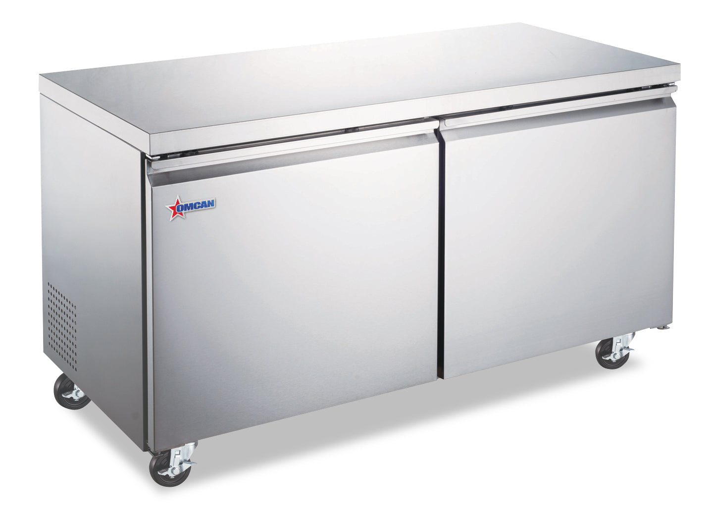 Omcan 50055 12 cu. ft. / 338 L 47" 2-Door Stainless Steel Undercounter Freezer
