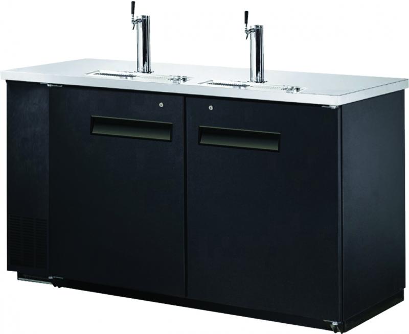 Omcan 50064 61" 2-Door Solid Doors Kegerator / Beer Dispenser with 2 Taps