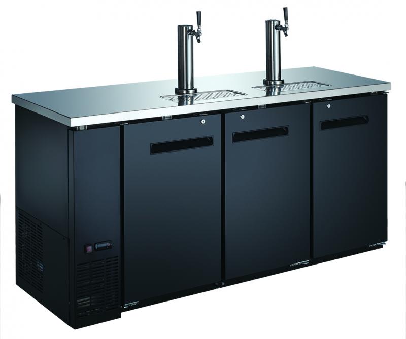 Omcan 50065 73" 3-Door Solid Doors Kegerator / Beer Dispenser with 2 Taps