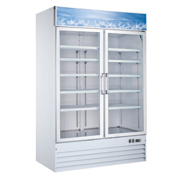 Omcan 50075 45 cu.ft / 1270 L 53" White Three Swing Glass Door Freezer