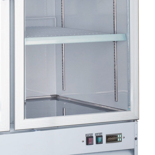 Omcan 50075 45 cu.ft / 1270 L 53" White Three Swing Glass Door Freezer