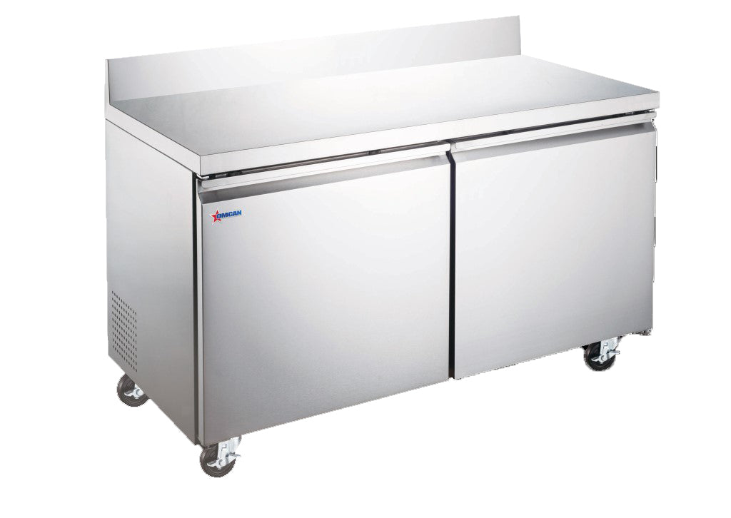 Omcan 50098 15 cu.ft. (425 L) 60" 2-Door Worktop Freezer With Backsplash
