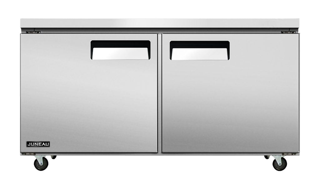 Omcan 58017 8.9 cu.ft./249 L 60" Double Door Stainless Steel Undercounter Juneau Freezer