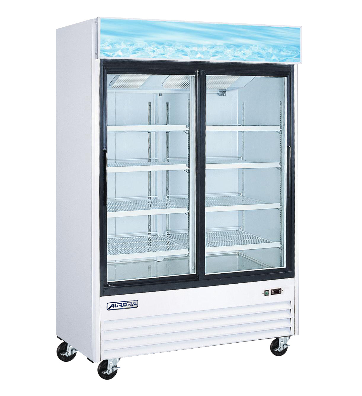 Omcan 59032 45 cu.ft. (1274 L) 54" White 2-Door Glass Door Aurora Refrigerator