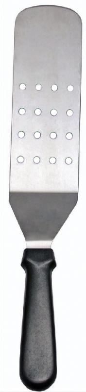Omcan 80022 Stainless Steel Kitchen Flexible Turner with 8 1/4" x 2 7/8" Perforated Blade and Black Handle