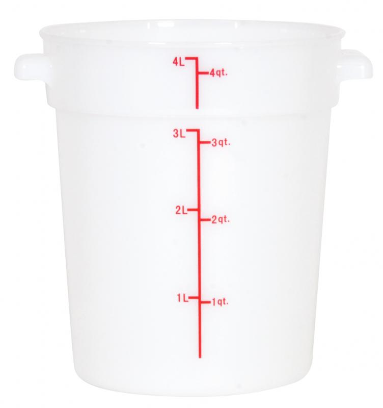 Omcan 80187 4 Qt White Round Polypropylene Food Storage Container
