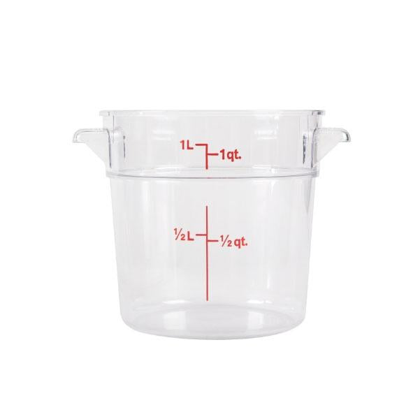 Omcan 80208 1 Qt Clear Round Polycarbonate Food Storage Container