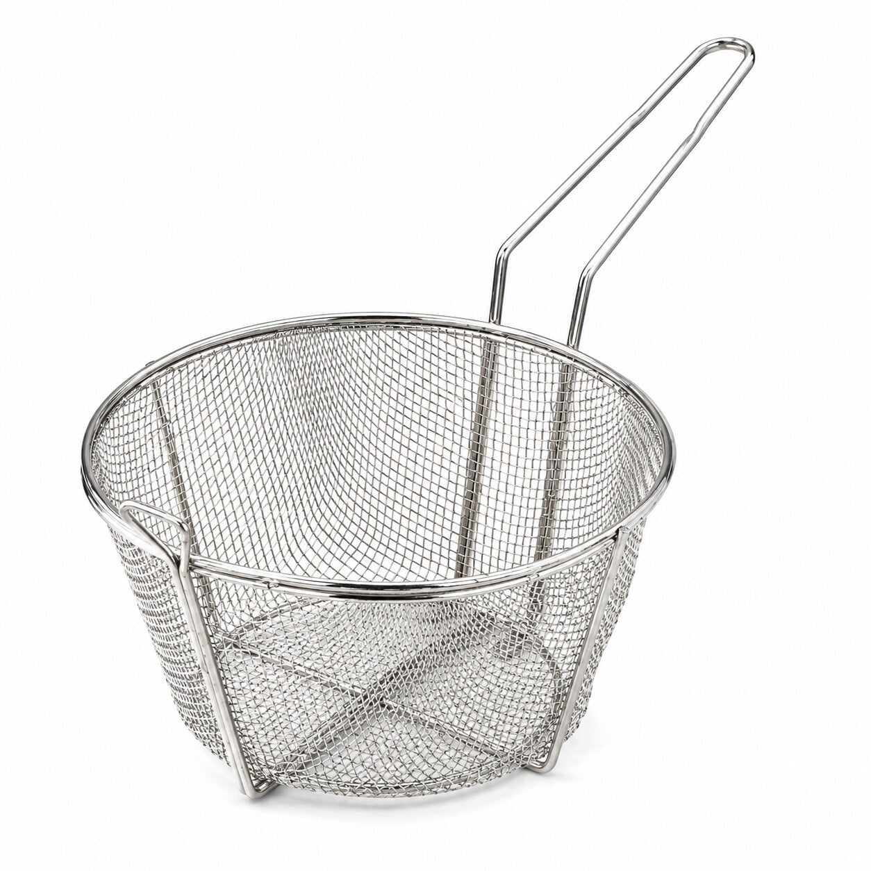Omcan 80382 10 1/2" x 6" Round Wire Fry Basket 6 Mesh with 9" Handle
