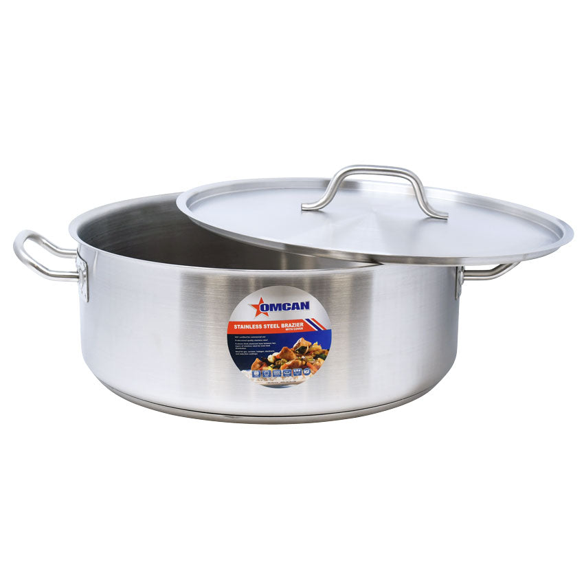 Omcan 80428 20 Qt Stainless Steel Brazier with Cover