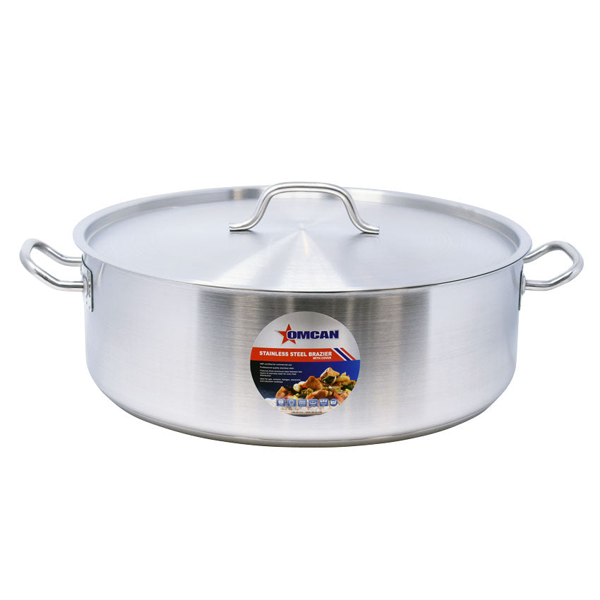 Omcan 80429 25 Qt Stainless Steel Brazier with Cover