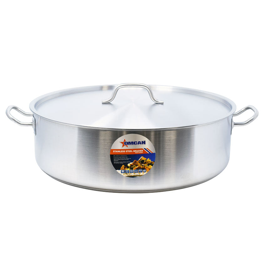 Omcan 80430 30 Qt Stainless Steel Brazier with Cover