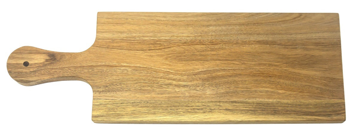 Omcan 81065 8" x 17" Pizza, Flatbread, Charcuterie Wooden Serving Board 1/2" Thick, 23" Overall Length - Acacia Wood with Oil Treatment