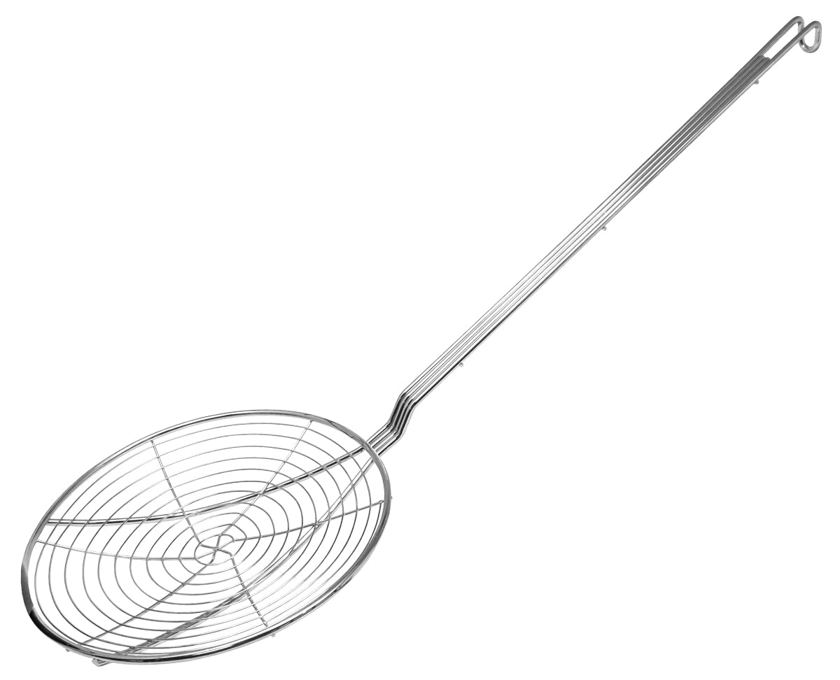 Omcan 81077 9" Round Spiral Wire Skimmer with 17.5" Nickle Plated Handle