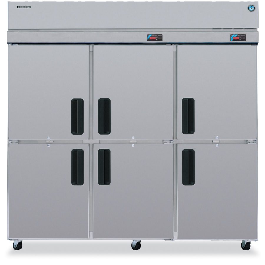 Hoshizaki RFH3-SSB-HD Dual Temperature Three Section Half Stainless Steel Doors with Lock Upright Refrigerator and Freezer