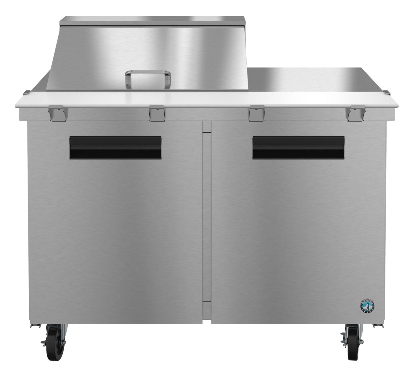 Hoshizaki SR48A-12M Two Section Stainless Doors Mega Top Prep Table Refrigerator