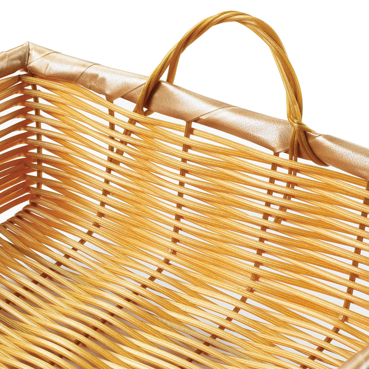 Winco PWBN-16B 16" x 11" x 3" Natural Poly Woven Basket w/ Handles