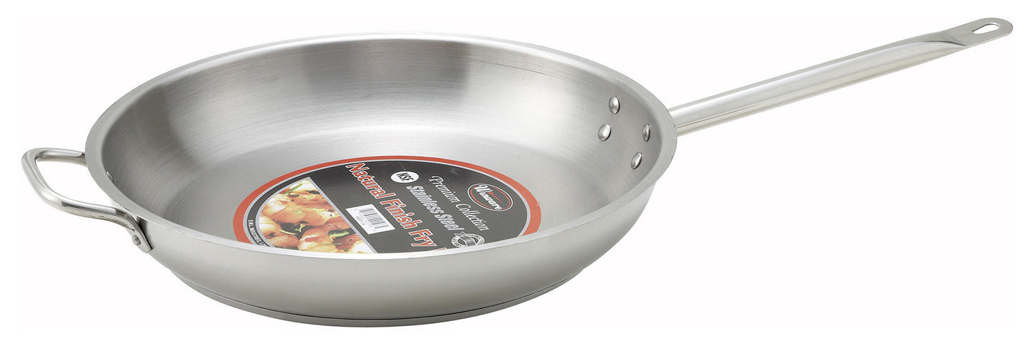 Winco SSFP-14 14" Stainless Steel Fry Pan w/ Helper Handle