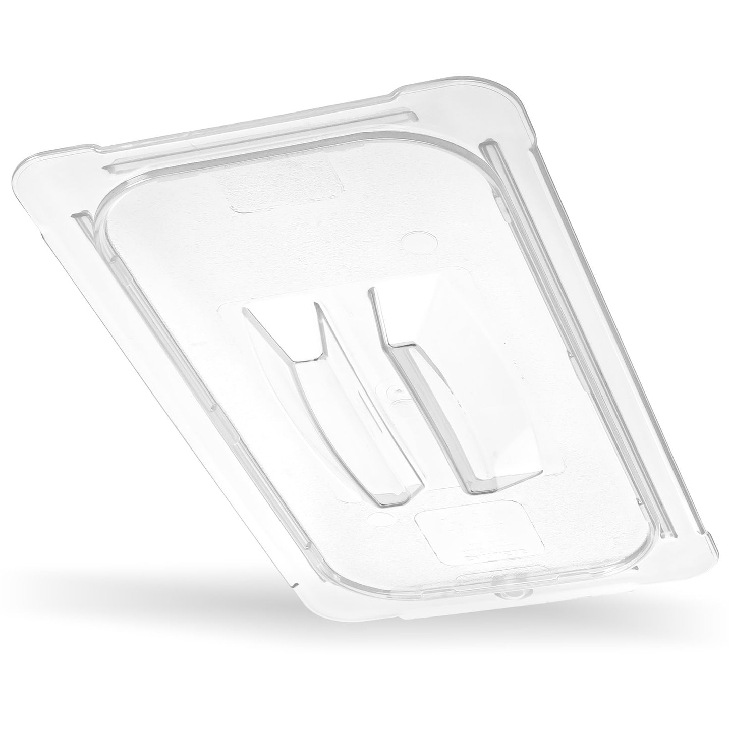 Carlisle 10230U07 1/2 Size Clear Polycarbonate StorPlus Handled Universal Lid