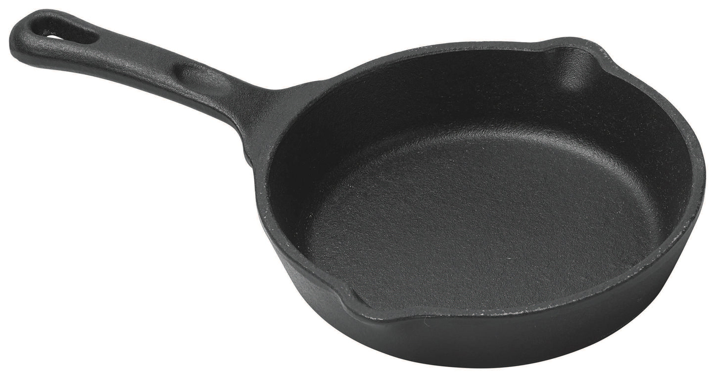 Winco CAST-5 7-1/4 oz. Matte Black Enamel Mini Cast Iron Induction Skillet