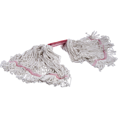 Carlisle 369552B00 Large White/Red Cotton Flo-Pac Looped-End Mop w/ Red Band