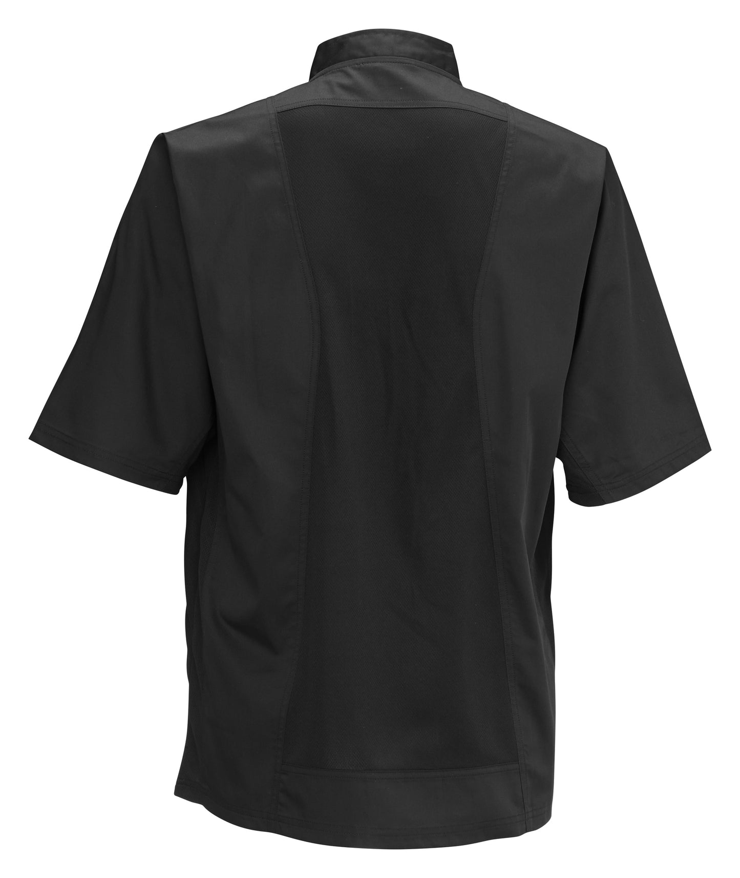 Winco UNF-9KL Large Black Ventilated Cook Shirt, Short Sleeve
