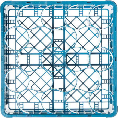 Carlisle RW2014 Carlisle Blue 20-Compartment Polypropylene OptiClean NeWave Glass Rack with Integrated Extender