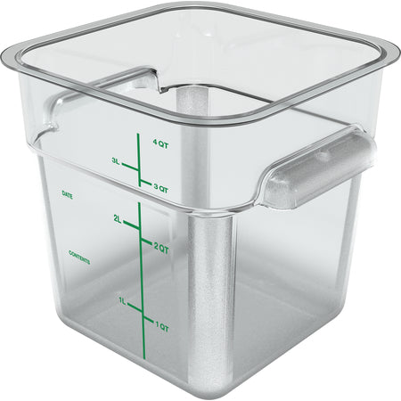 Carlisle 1195107 4 Qt Clear Square Polycarbonate Food Storage Container