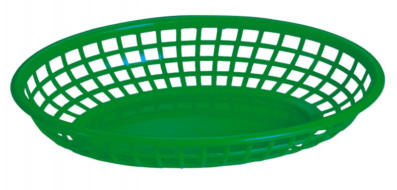 Omcan 80359 9 1/4" x 5 3/4" Green Oval Plastic Fast Food Serving Basket