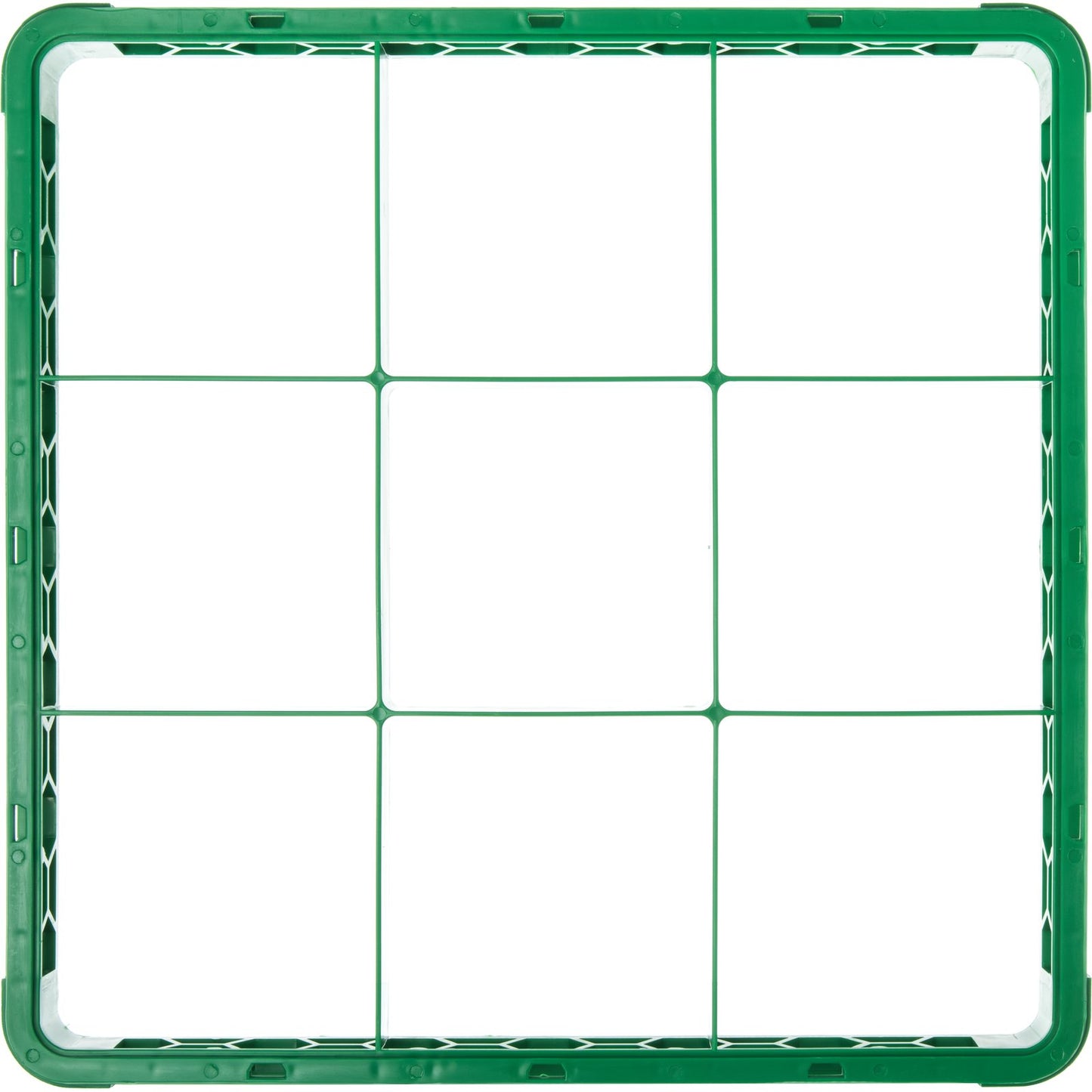 Carlisle RE9C09 Green 9-Compartment Polypropylene OptiClean Divided Glass Rack Extender 1.78"