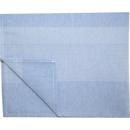 Snap Drape 54361822NH763 18" x 22" Blue 50% Spun Polyester/50% Filament Transition Striped Napkin