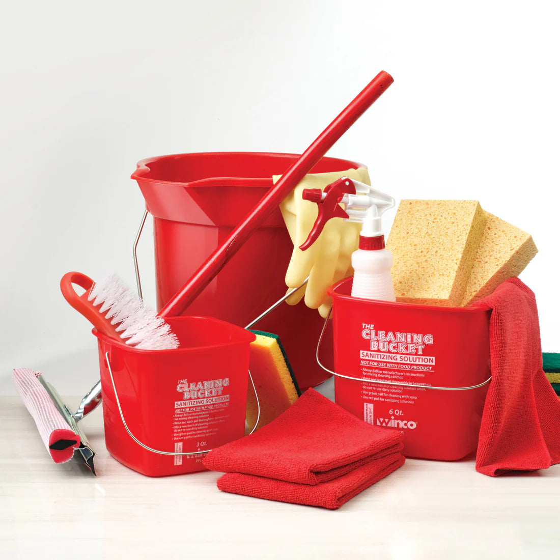 Winco UPP-10R 10 Qt. Red Utility Pail with Pour Spout and Molded Graduations