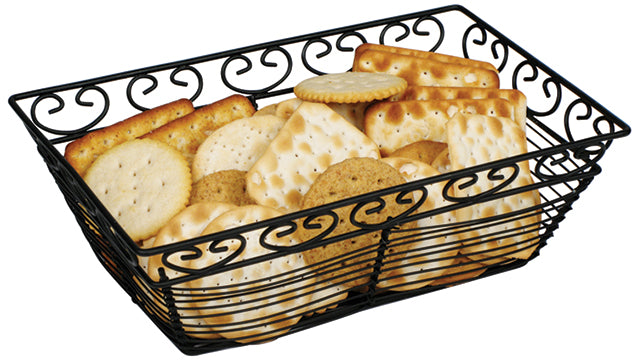 Winco WBKG-9 9" x 5-7/8" x 3" Black Wire Bread/Fruit Basket