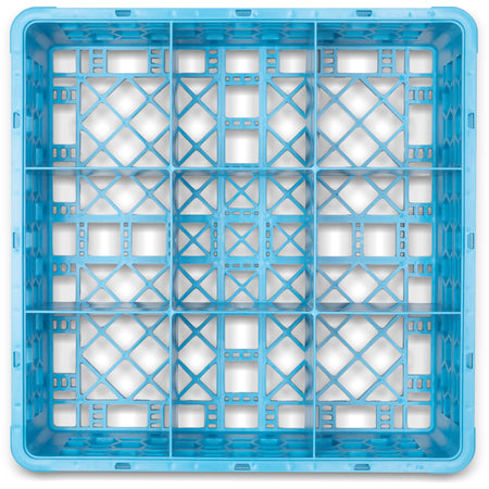 Carlisle RG9-114 Carlisle Blue 9-Compartment Polypropylene OptiClean Divided Glass Rack with 1 Extender 5.56"