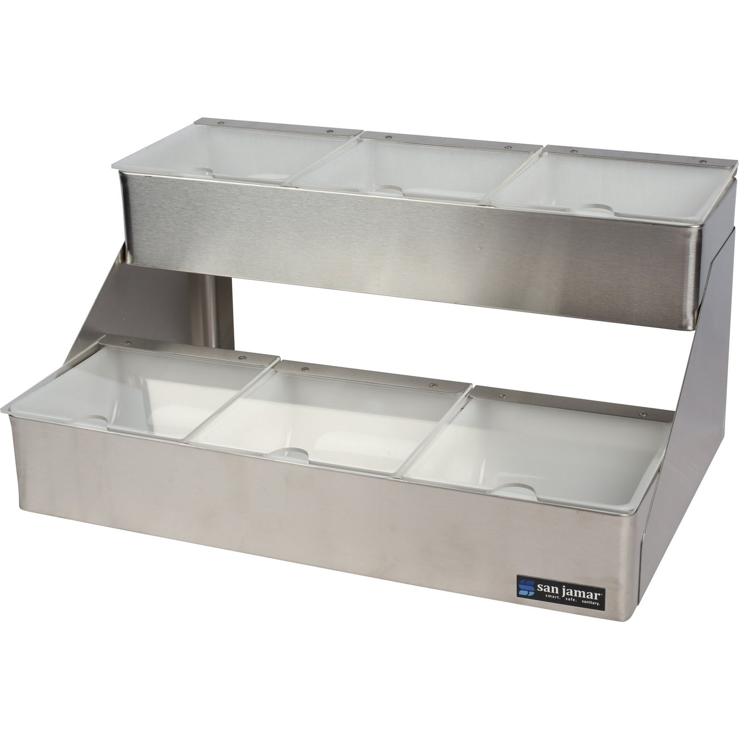 San Jamar B4706INL 6 Quart Stainless Steel Condiment Center with Notched Lid