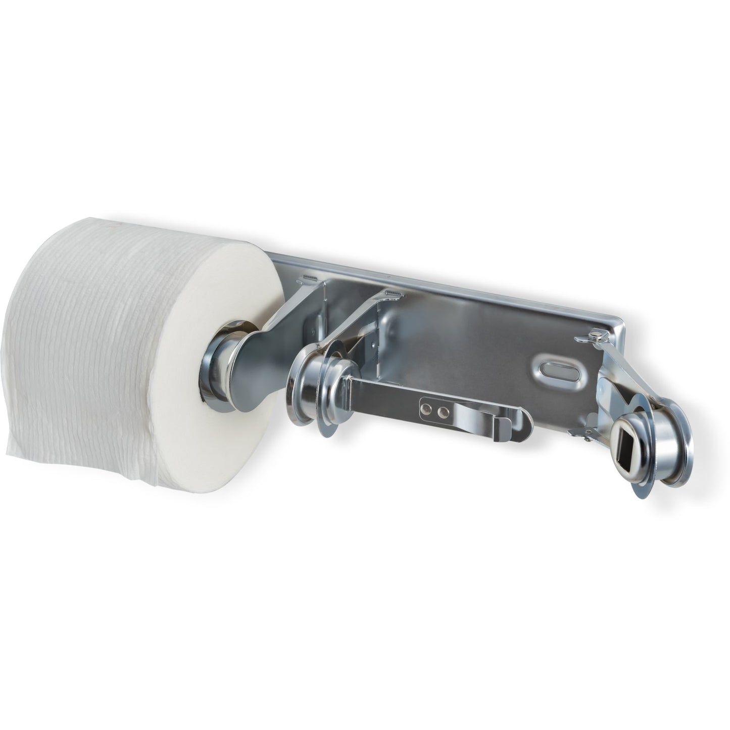 San Jamar R260XC Chrome Double Stainless Steel Roll Locking Toilet Tissue Dispenser, 1.5" core