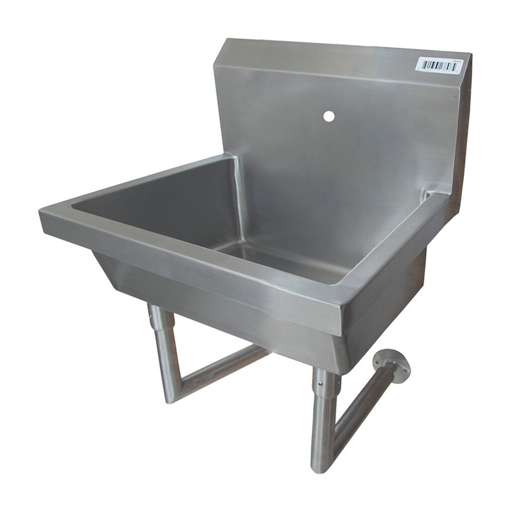 BK Resources MSHS-24W1 24" Single Station Stainless Steel Wall Mounted Handwash Sink, Single Hole Splash Mount