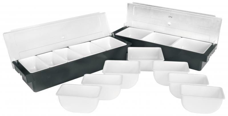 Omcan 80593 White Inserts for Plastic 3-Compartment Condiment holder with clear cover