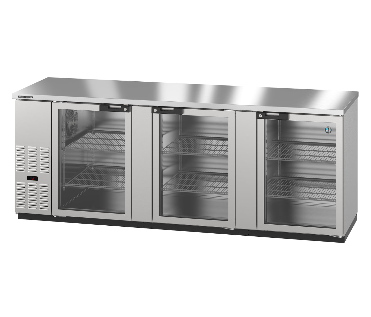 Hoshizaki BB95-G-S Two Section Stainless Steel Back Bar Back Bar, Glass Doors Refrigerator